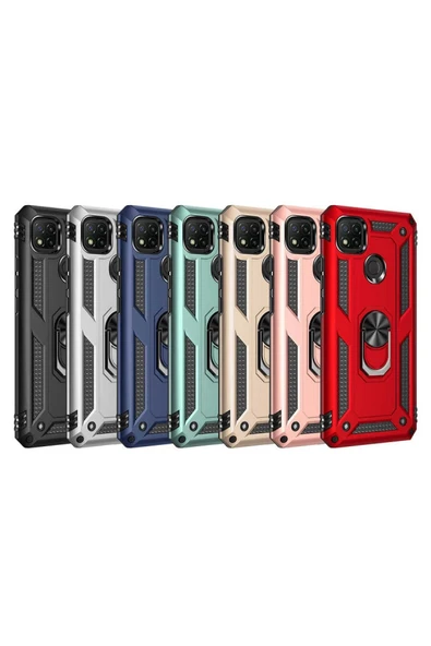 TNR Xiaomi Redmi 9C Kılıf Sofya Yüzüklü Silikon Kapak - Rose - 6