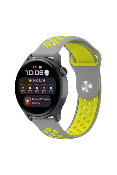 TNR Watch 20mm Spor Delikli Kordon - Gri-Yeşil
