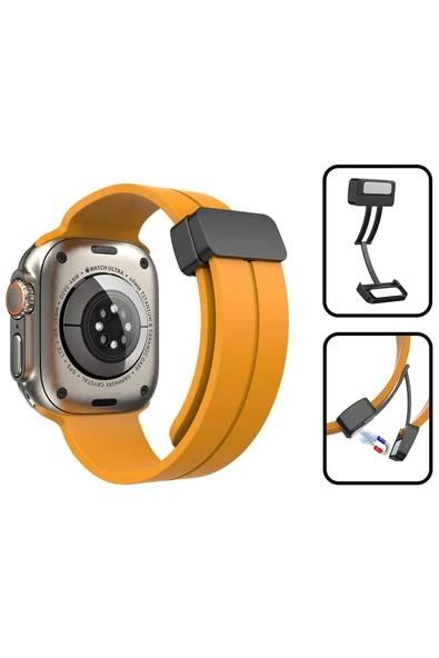 TNR Apple Watch 42mm KR412 Elegance Stylısh Kordon - Turuncu - 7