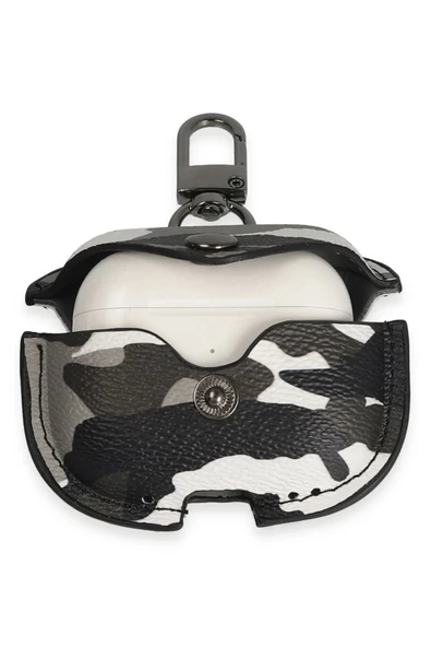 TNR Airpods 3 (3.nesil) Çanta Kamuflaj Deri Kılıf - Gri - 3