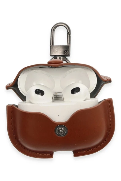 TNR Airpods 3 (3.nesil) Çanta Deri Kılıf - Taba - 3