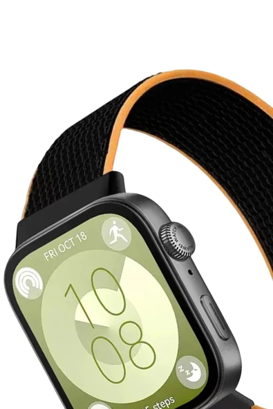 TNR Huawei Fit 4 Hasırlı Cırtcırtlı Kordon - Siyah-Turuncu - 2