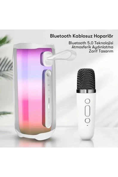 TNR Pluse 5 Mikrofonlu RGB Kablosuz Hoparlör - Siyah - Resim 4