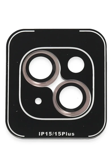 TNR iPhone 15 PVD Metal Kamera Lens - Pembe