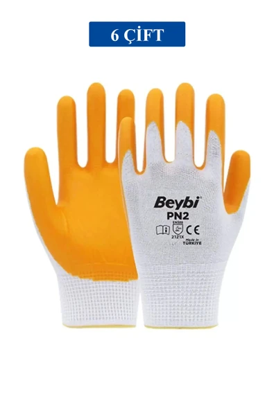 Pn2 Sarı Iş Eldiveni Polyester Örme Nitril Beybi Royaleks Group - 6 Çift ürün görseli 1