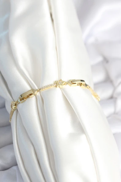 Pirinç Gold Renk Halley Yıldız Model Kadın Bileklik - EBJ250927W38030 - Resim 2