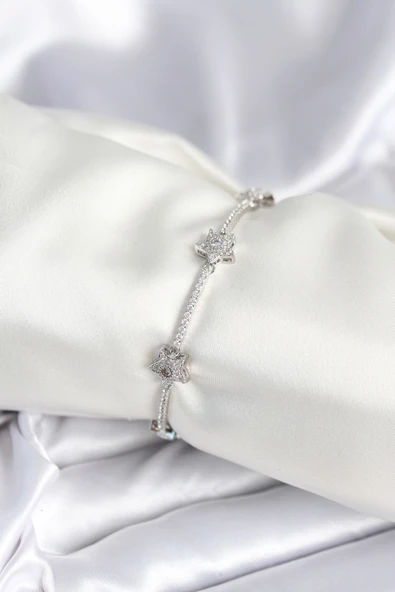 Pirinç Gümüş Renk Yıldız Model Kadın Bileklik - EBJ250927W38031 ürün görseli