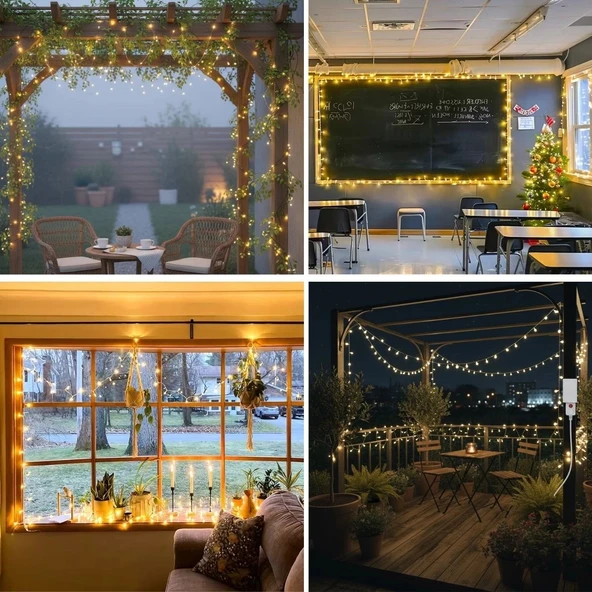 BUFFER® Günışığı Renk 5 Farklı Işık Modlu 10 Metre Eklemeli Dekor Boncuk Model Dekoratif Led - 4