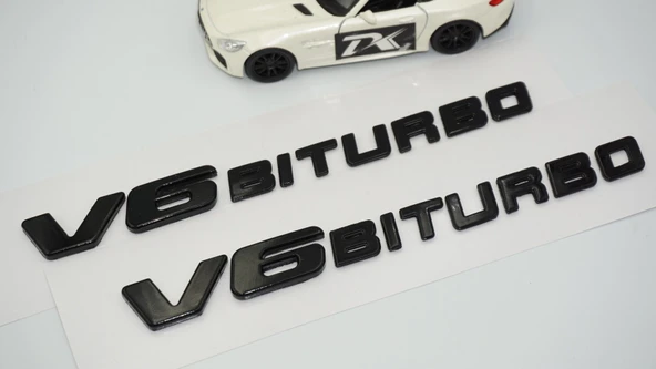 DK Tuning Benz V6 Biturbo Çamurluk Yanı Siyah Logo Amblem 2 Li Set - Resim 4