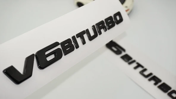 DK Tuning Benz V6 Biturbo Çamurluk Yanı Siyah Logo Amblem 2 Li Set ürün görseli