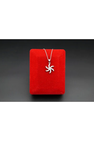 925 ayar gümüş denizyıldızı kadın kolye sk00053 - 1