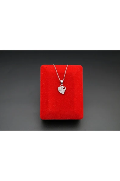 925 ayar gümüş kalpli kadın kolye sk00066 ürün görseli 1