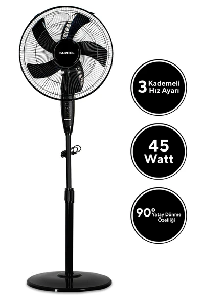 KUMTEL Ktf-330 Siyah Vantilatör 16'' (5P) - 2