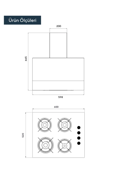 KUMTEL Siyah 2 li set ( Davlumbaz - Ocak ) - 4