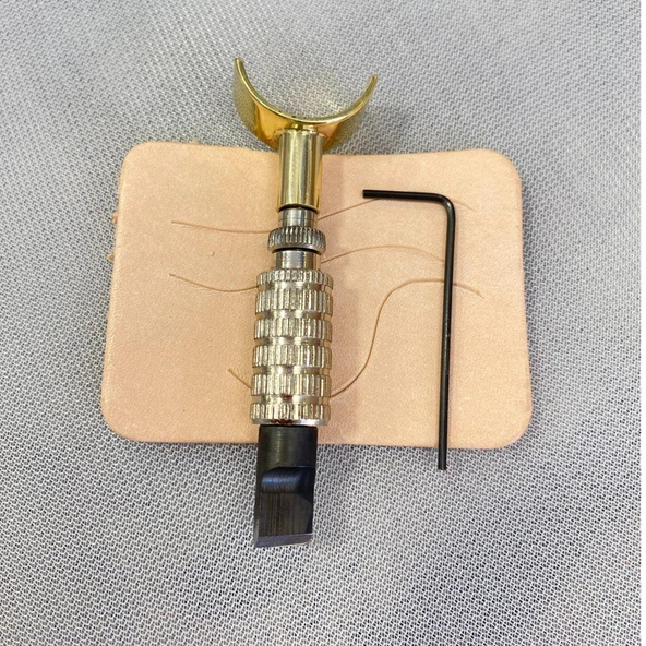 Deri Desen Parmak Bıçağı, Pirinç Saplı, Kaliteli Çelik Uçlu El Aleti - 6