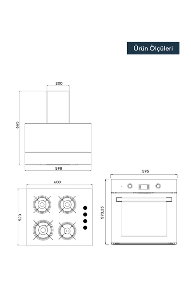 KUMTEL Antrasit ( Gri ) Cam Digital / Dokunmatik Ankastre Set - 8 Prog - 5
