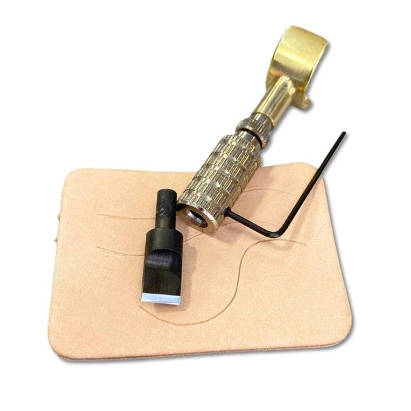 Deri Desen Parmak Bıçağı, Pirinç Saplı, Kaliteli Çelik Uçlu El Aleti - 4