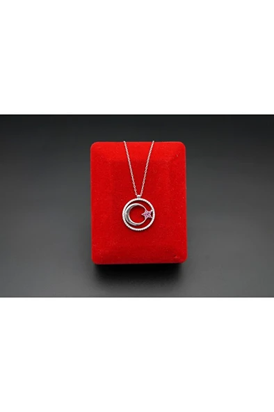 925 ayar gümüş ay yıldız kadın kolye sk00058 ürün görseli 1