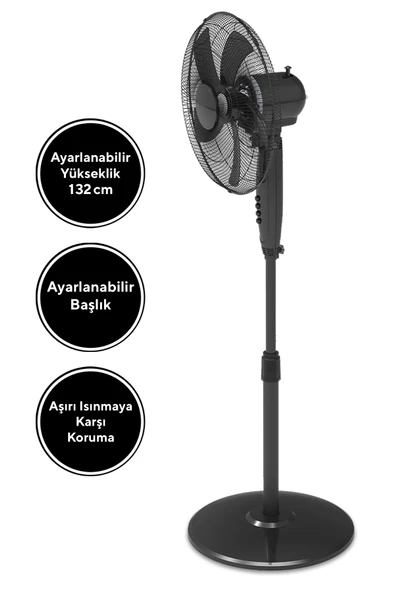 KUMTEL Ktf-330 Siyah Vantilatör 16'' (5P) - 4
