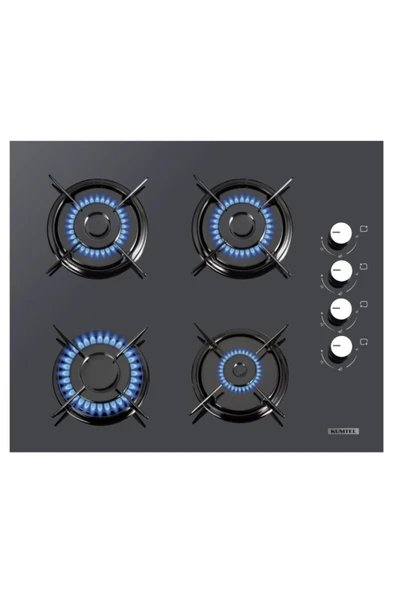 KUMTEL Kristal Antrasit Gri  Cam Ankastre Set - 3