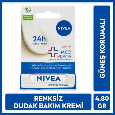 NIVEA Nemlendirici Dudak Bakım Kremi Med Repair 4.8 gr,Hassas,Kuru ve Çatlak Dudaklara Öze - 3