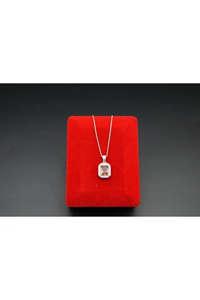 925 ayar gümüş kare baget zultanit kadın kolye sk00064 ürün görseli 1