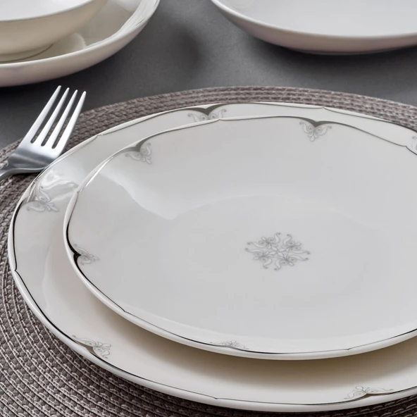 GÜRAL PORSELEN Camelia  54 Parça 12 Kişilik Yemek Takımı 67101 - Resim 3