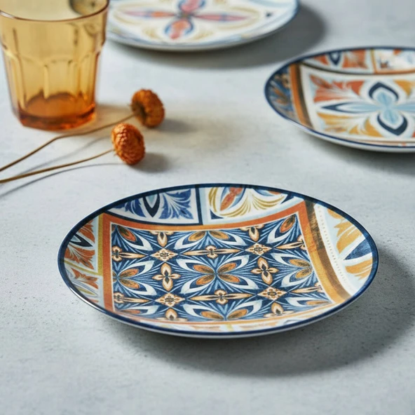 GÜRAL PORSELEN Camelia Harmony Blue 6 Parça 20 cm Pasta Takımı  4270 - 2