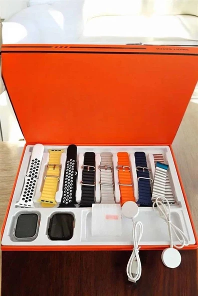 Akıllı Saat 7 Kordonlu Metal,Plastik Ve Hasır Kordon Seçeneği - Resim 4