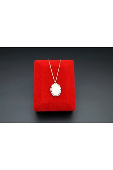 Rose kaplama oval kesim renkli çerçeveli kadın kolye sk00062 ürün görseli 1