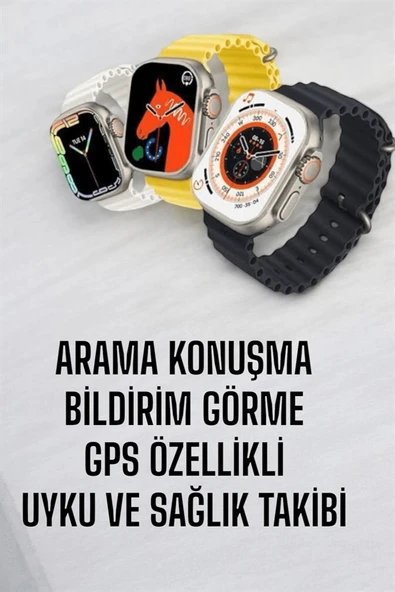 45 MM Gri Kasa Ultra Akıllı Saat Sesli Görüşme, Sağlık Takibi, Suya Dayanıklı - 5