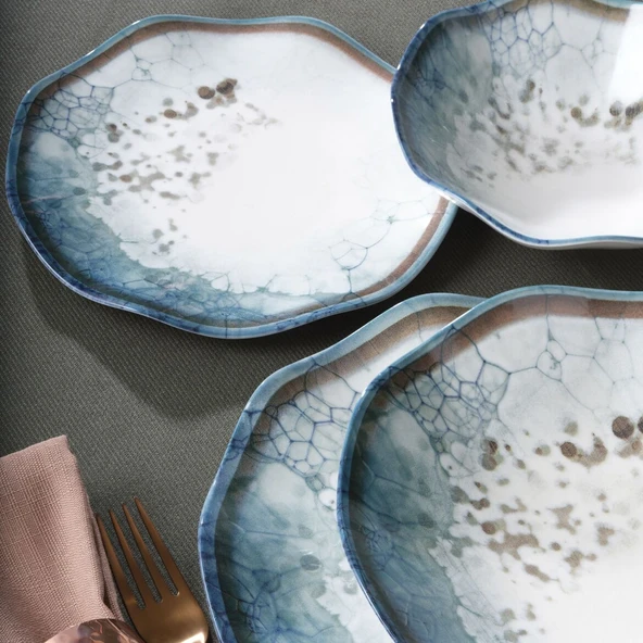 GÜRAL PORSELEN Nesrin 24 Parça 6 Kişilik Bone Yemek Takımı -  1341 - Resim 4