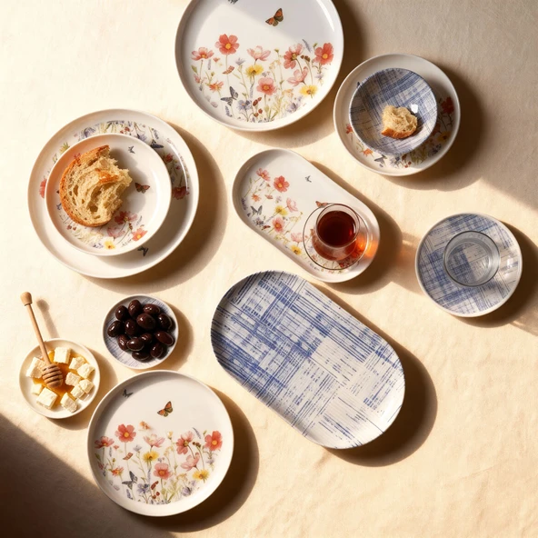 GÜRAL PORSELEN Bilbao Life 27 parça 6 Kişilik Kahvaltı Takımı 4256 - Resim 2