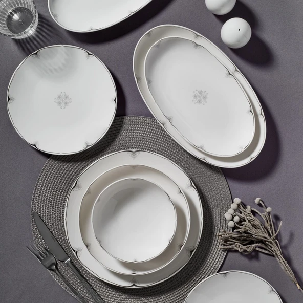 GÜRAL PORSELEN Camelia  54 Parça 12 Kişilik Yemek Takımı 67101 - Resim 2