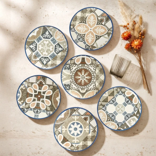 GÜRAL PORSELEN Camelia Harmony Coffee 6 Parça 20 cm Pasta Takımı 4287 ürün görseli 1