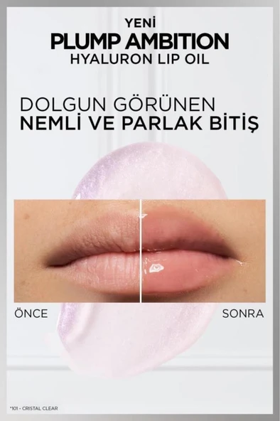 L'Oréal Paris Plump Ambition Hyaluron Lip Oil Besleyici ve Nemlendirici Dudak Parlatıcısı - 101 Cristal Clear - 5