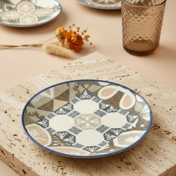 GÜRAL PORSELEN Camelia Harmony Coffee 6 Parça 20 cm Pasta Takımı 4287 - Resim 3