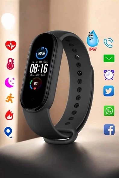 Akıllı Bileklik Fitness ve Sağlık İçin Akıllı Bileklik Adım Sayar, Kalp Atışı, Uyku İzleme - Resim 5