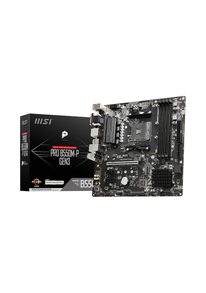 MSI PRO B550M-P GEN3 AM4 DDR4 4400(OC) HDMI VGA DVI-D M.2 USB3.2 mATX Anakart - TESHİR ürün görseli 1