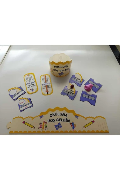OKULUNA / SINIFINA HOŞ GELDİN ÖĞRENCİ TACI VE HEDİYE KARTI SETİ(5 PARÇA) 12'Lİ 04