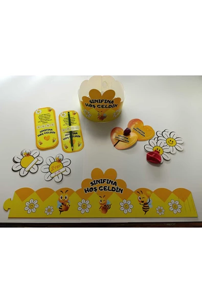 OKULUNA / SINIFINA HOŞ GELDİN ÖĞRENCİ TACI VE HEDİYE KARTI SETİ(5 PARÇA) 12'Lİ 01 - 3