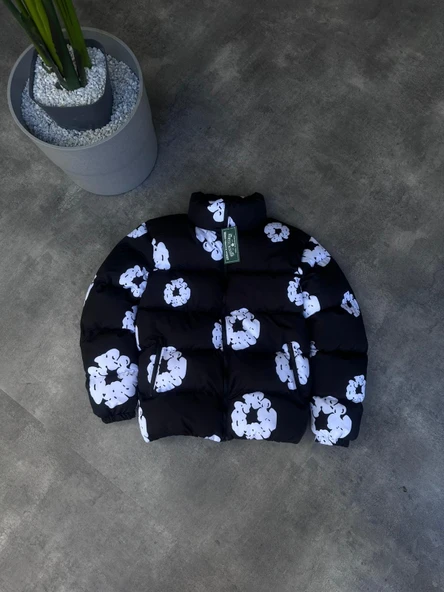 Çiçek Desen Baskılı Şişme Mont - 2