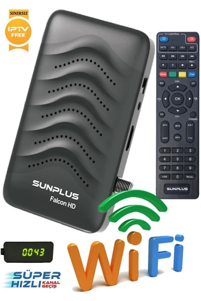 Sunplus Falcon Çanaklı-Çanaksız Wi-Fi Dahil Full HD Sınırsız Sinema Paketli Uydu Alıcısı - Resim 3
