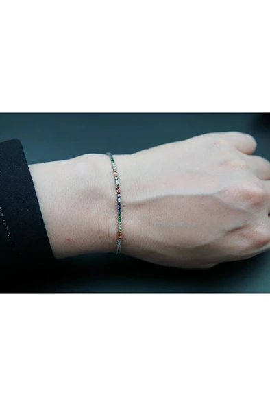 925 ayar gümüş zirkon taşlı kadın bileklik sb00040 - 2