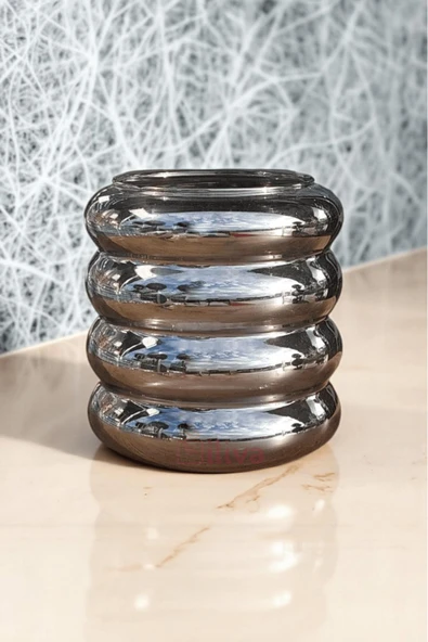 Füme Cam Vazo Aynalı Dekoratif Ev Aksesuarı Modern Tasarım - Resim 2