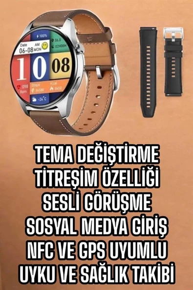 Akıllı Saat Çok Fonksiyonlu Yeni Nesil Bluetooth Bağlantılı Sesli Görüşme - Resim 3