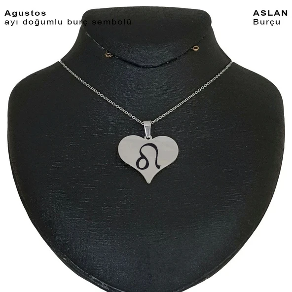 Doğum Ayına Özel 925 Ayar Gümüş Plakalı Kalp Figürlü Gümüş Renkli Zincirli Hediyelik Kolye-456 - 2