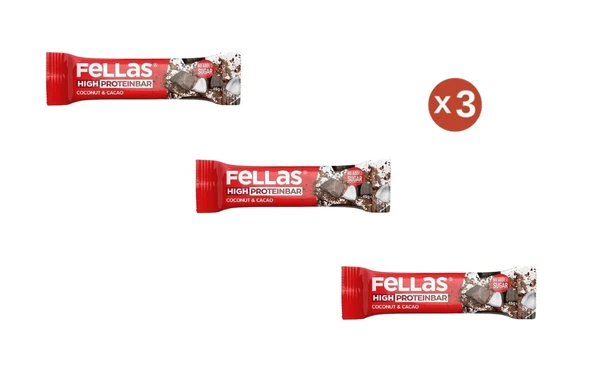 Fellas Yüksek Protein Bar - Hindistan Cevizli ve Kakaolu 45g (3 Adet) ürün görseli