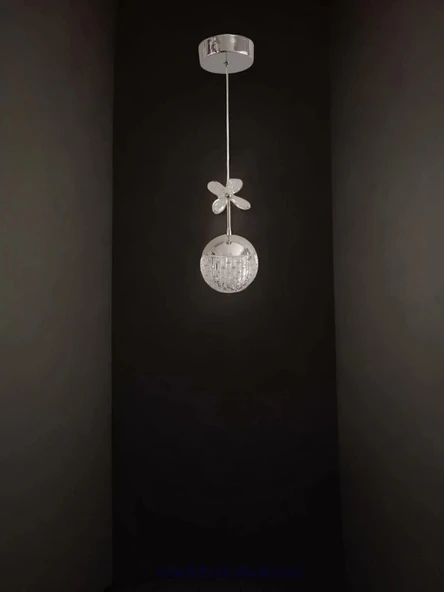 DMR Tekli Taşlı Top Sarkıt Led Avize KROM Kasa Üç Renk 6500k/4000k/3000k (Beyaz/ Ilık Beyaz/Sarı (Günışığı) - 3