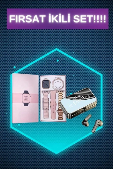 Bileklikli Amoled Ekran Akıllı Saat ve Dijital Göstergeli Kablosuz Bluetooth Kulaklık ANC/ ENC - Resim 2